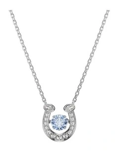 Symbolica Round Cut Pav Horse Shoe Pendant in Blue Rhodium Plated