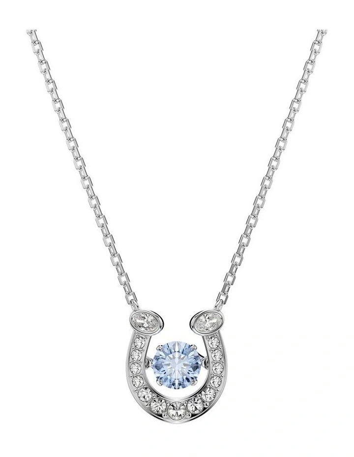 Symbolica Round Cut Pav Horse Shoe Pendant in Blue Rhodium Plated image 1