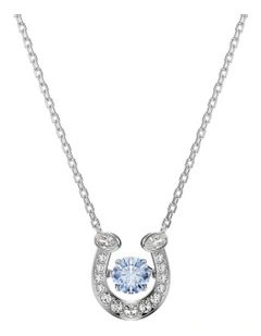Symbolica Round Cut Pav Horse Shoe Pendant in Blue Rhodium Plated
