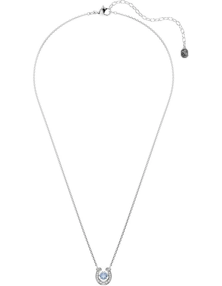 Symbolica Round Cut Pav Horse Shoe Pendant in Blue Rhodium Plated image 2