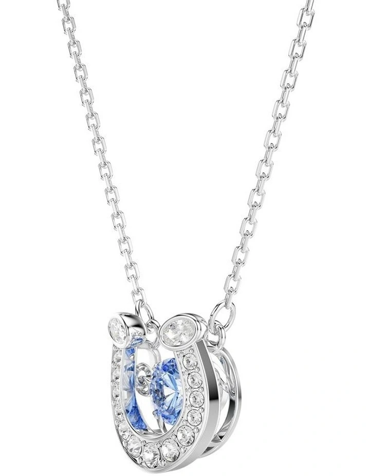 Symbolica Round Cut Pav Horse Shoe Pendant in Blue Rhodium Plated image 3