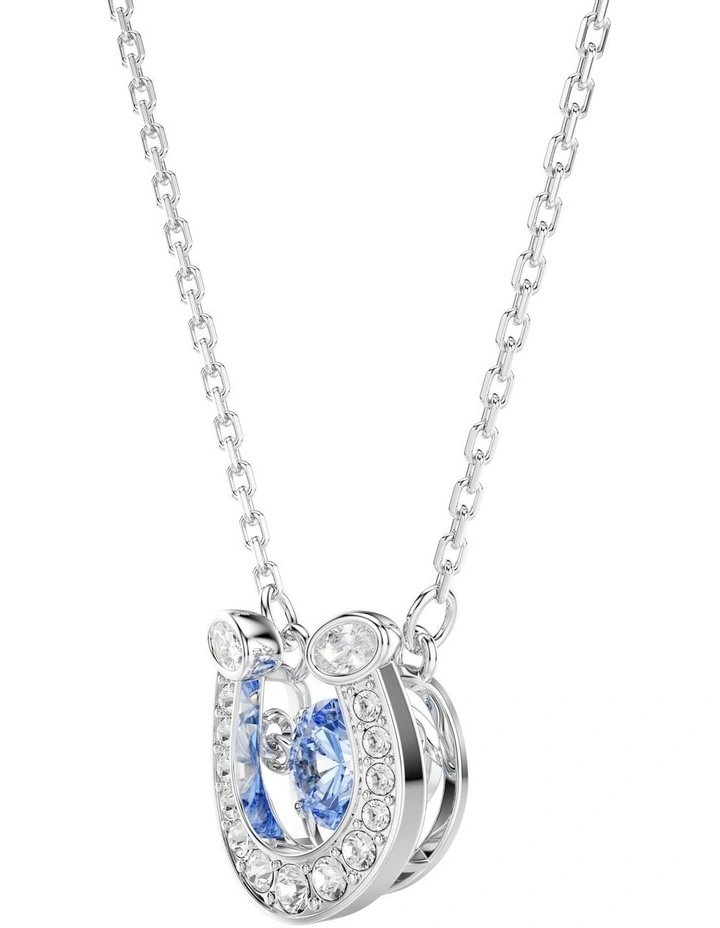 Symbolica Round Cut Pav Horse Shoe Pendant in Blue Rhodium Plated image 3