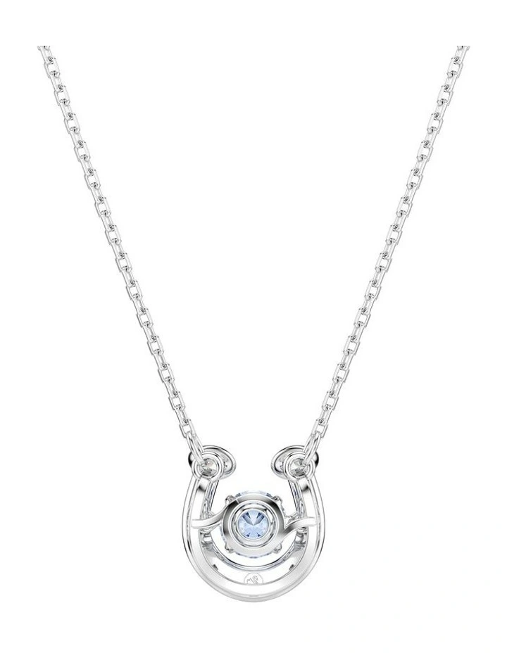 Symbolica Round Cut Pav Horse Shoe Pendant in Blue Rhodium Plated image 5