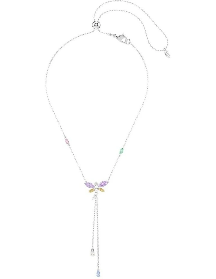 Mixed Cuts Dragonfly Rhodium Plated Y Necklace in Multi image 2