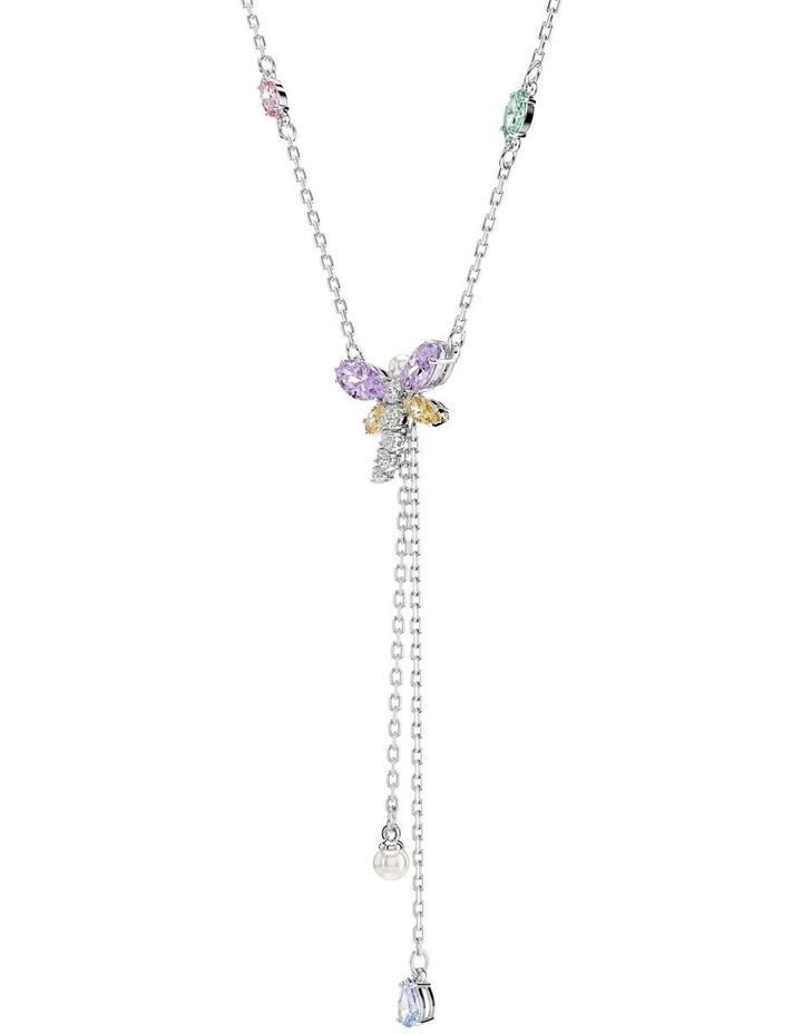 Mixed Cuts Dragonfly Rhodium Plated Y Necklace in Multi image 3