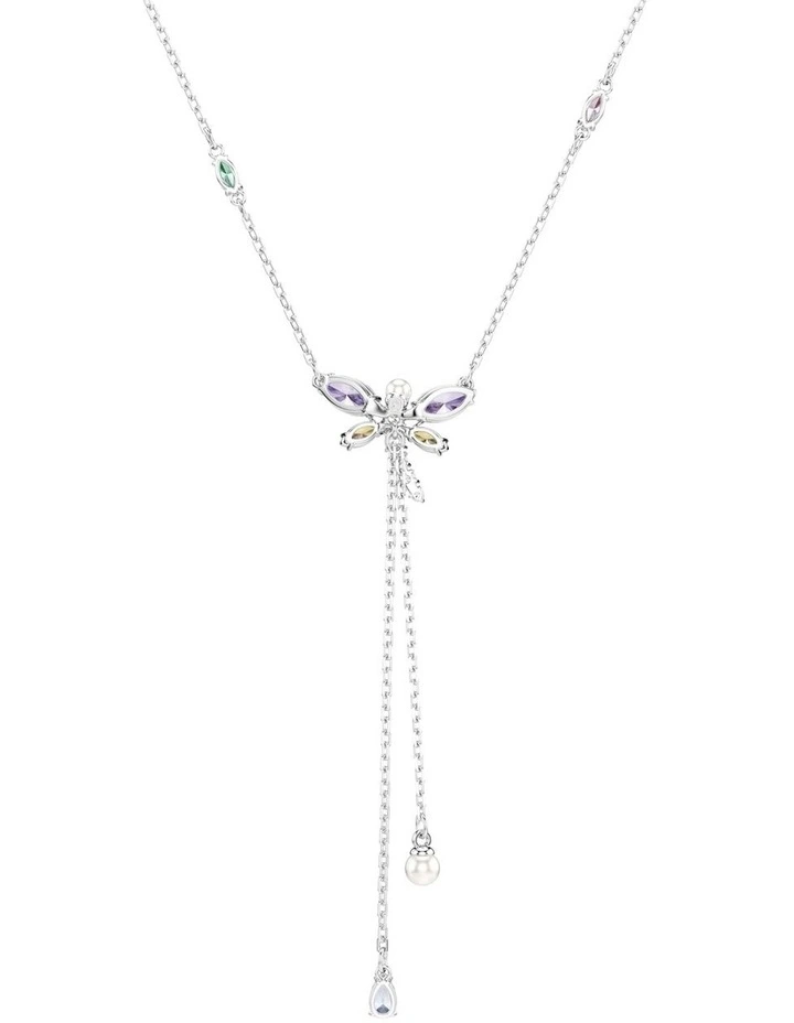 Mixed Cuts Dragonfly Rhodium Plated Y Necklace in Multi image 5