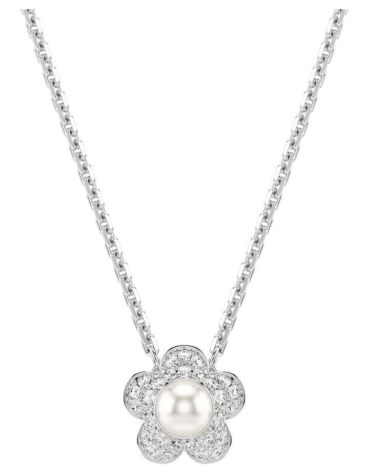 Angelic Rhodium Shiny Crystal Pendant in White image 1