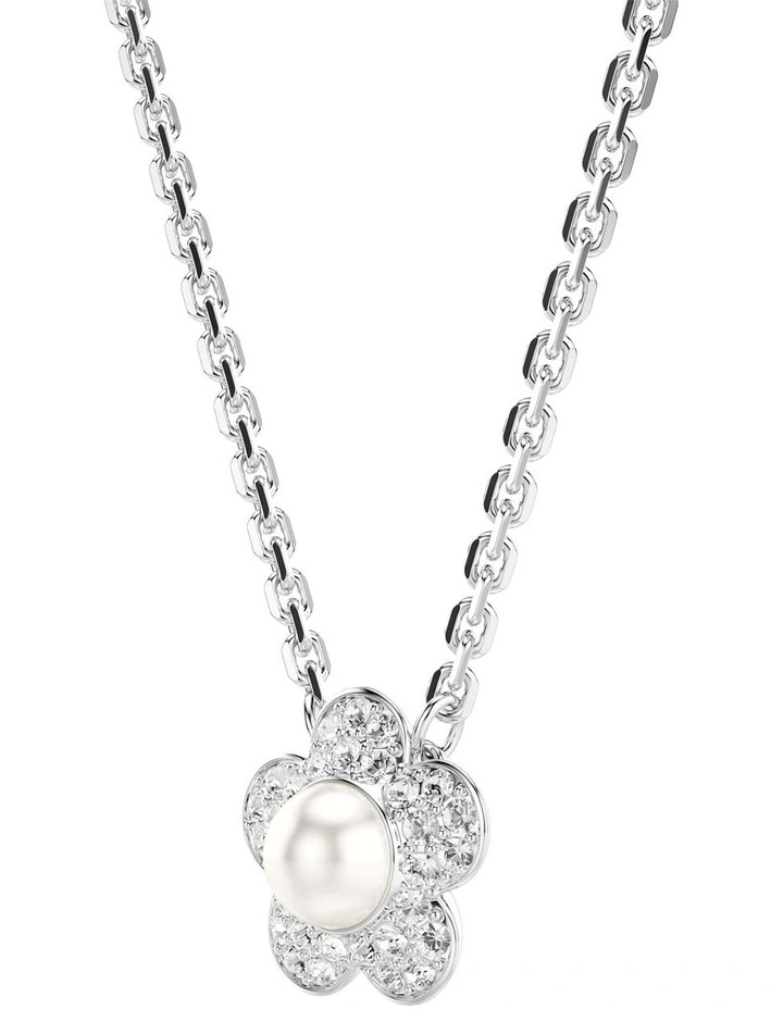 Angelic Rhodium Shiny Crystal Pendant in White image 3