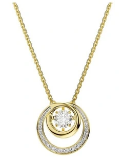 Hyperbola Round Cut Gold-Tone Plated Pendant in White