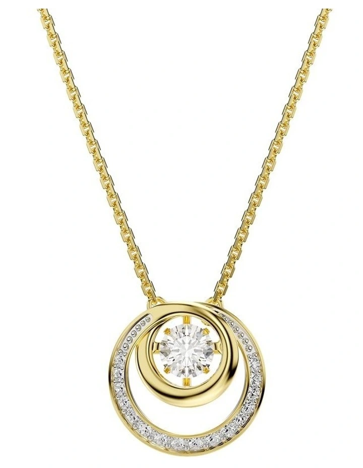 Hyperbola Round Cut Gold-Tone Plated Pendant in White image 1