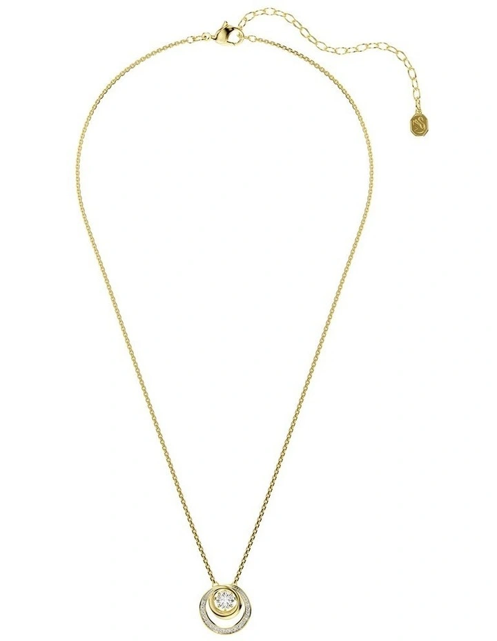 Hyperbola Round Cut Gold-Tone Plated Pendant in White image 2