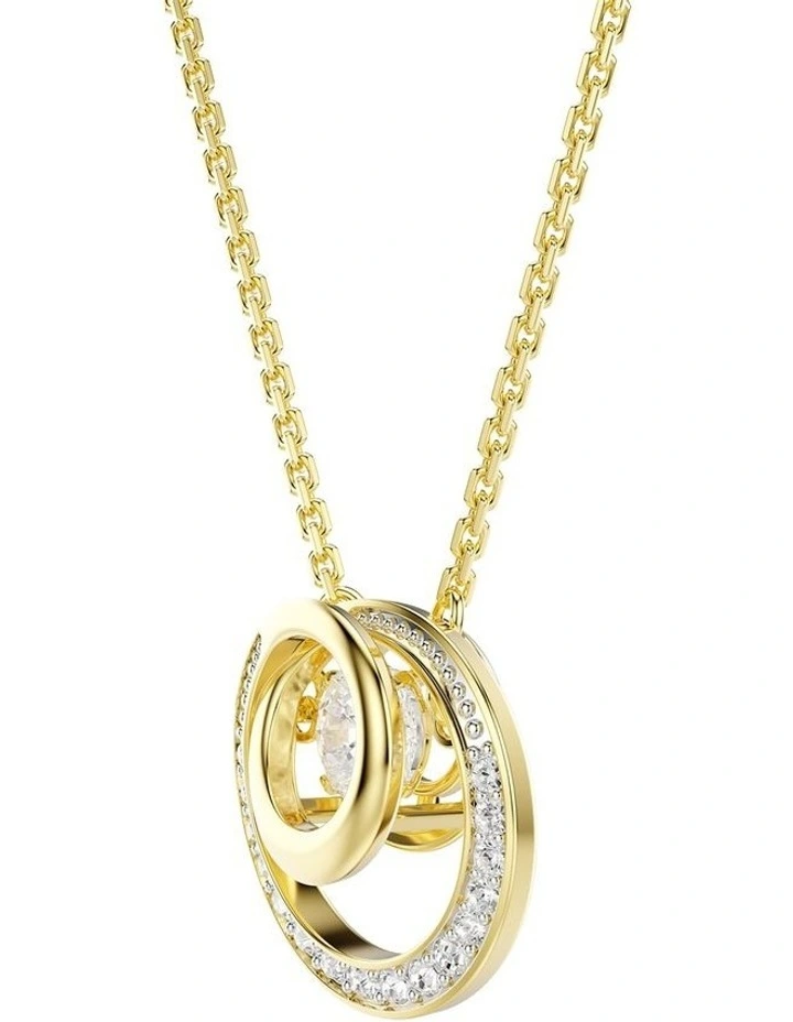 Hyperbola Round Cut Gold-Tone Plated Pendant in White image 3