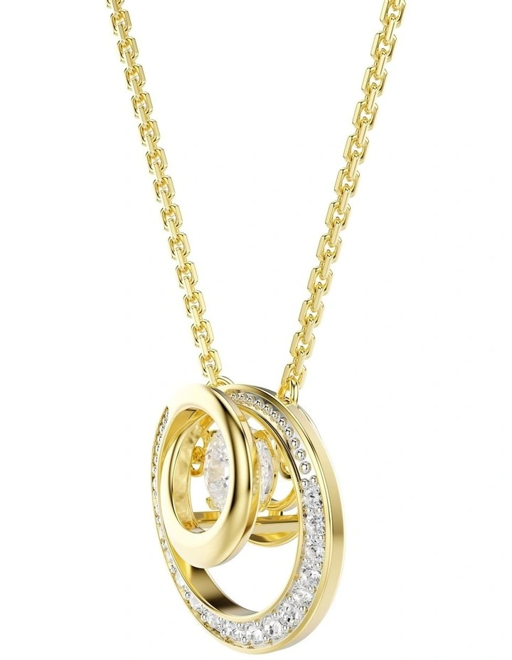 Hyperbola Round Cut Gold-Tone Plated Pendant in White image 3