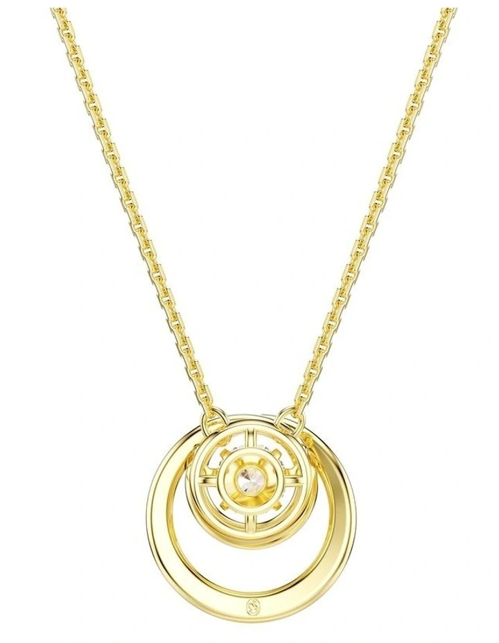Hyperbola Round Cut Gold-Tone Plated Pendant in White image 5