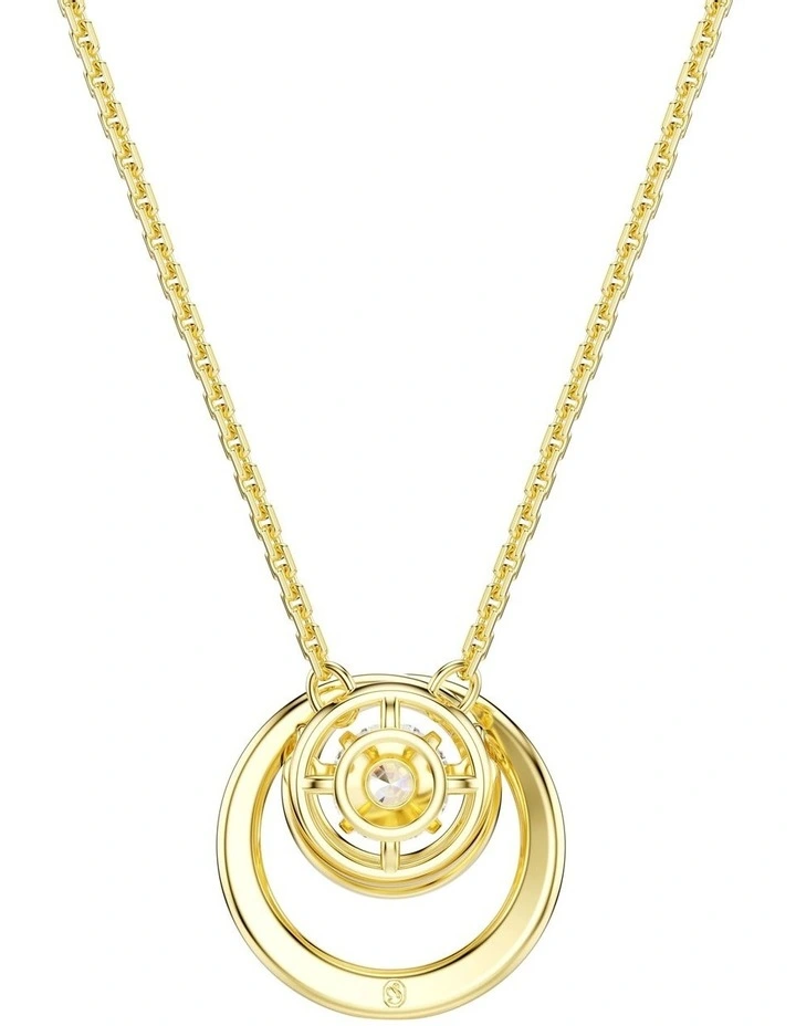 Hyperbola Round Cut Gold-Tone Plated Pendant in White image 5