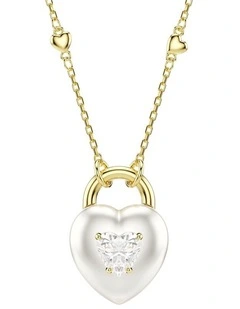 Idyllia Mixed Cuts Heart Gold-Tone Plated Pendant in White