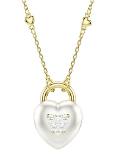 Idyllia Mixed Cuts Heart Gold-Tone Plated Pendant in White