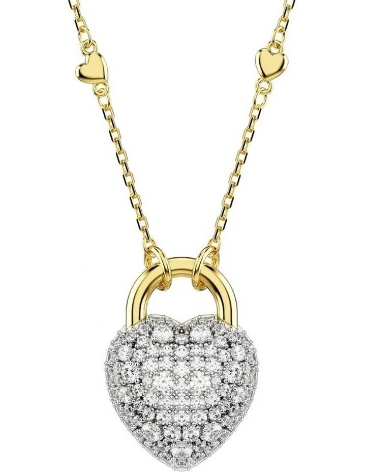 Idyllia Mixed Cuts Heart Gold-Tone Plated Pendant in White image 5