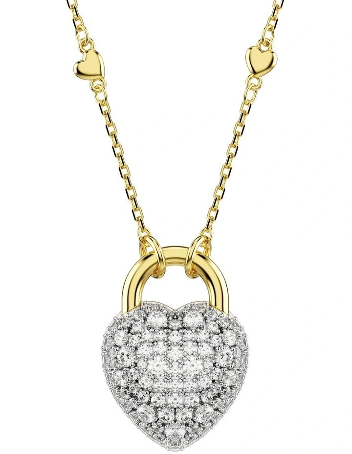 Idyllia Mixed Cuts Heart Gold-Tone Plated Pendant in White image 5