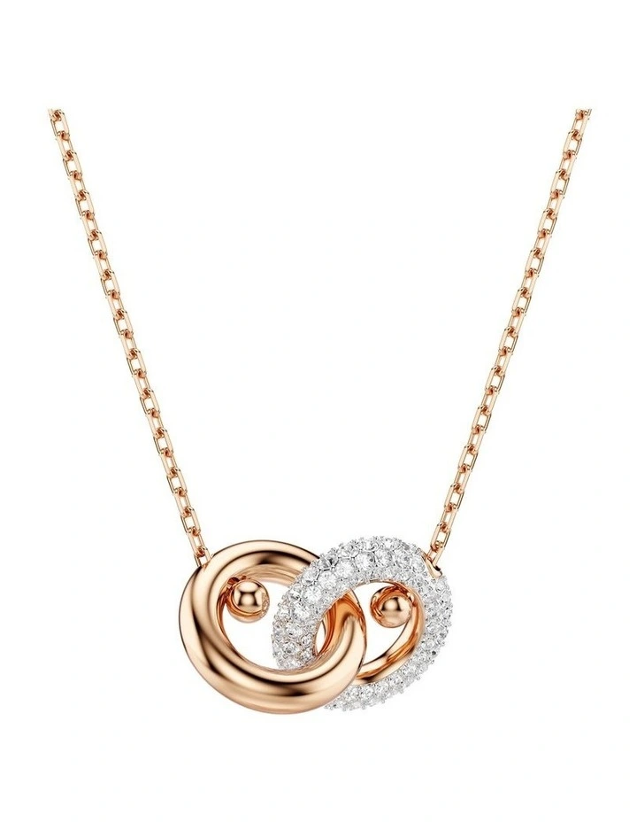 Dextera Round Cut Rose Gold-Tone Plated Pendant in White image 1