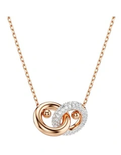 Dextera Round Cut Rose Gold-Tone Plated Pendant in White