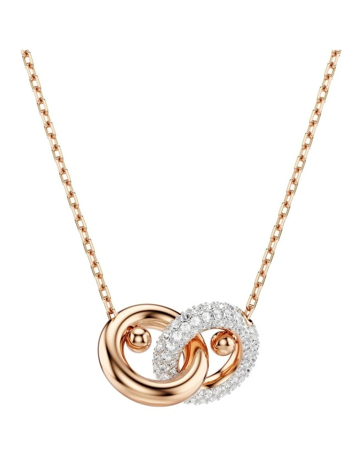 Dextera Round Cut Rose Gold-Tone Plated Pendant in White image 1