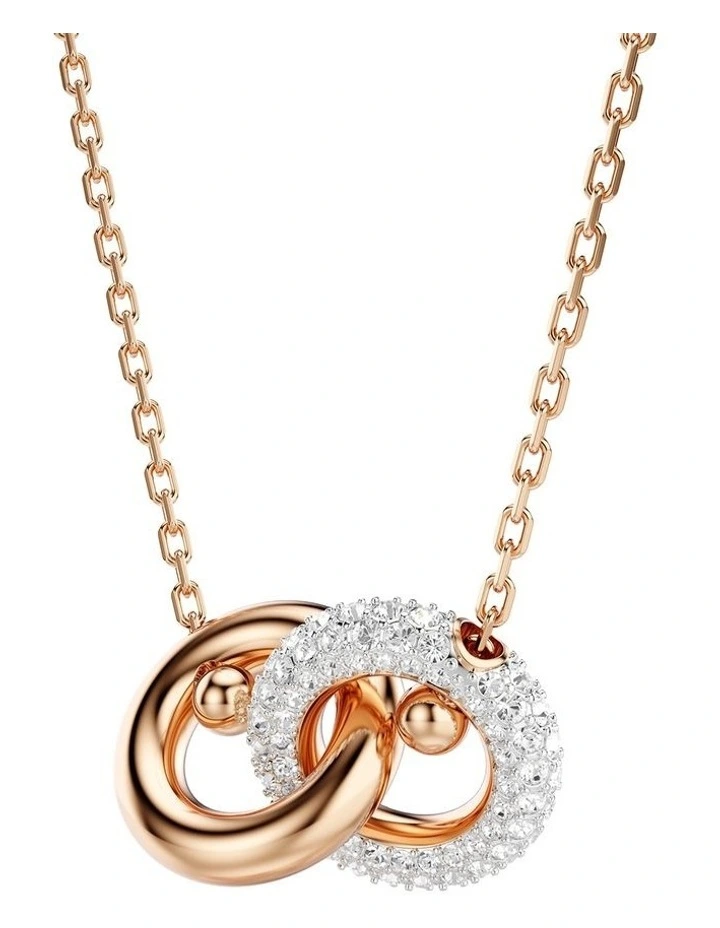Dextera Round Cut Rose Gold-Tone Plated Pendant in White image 3