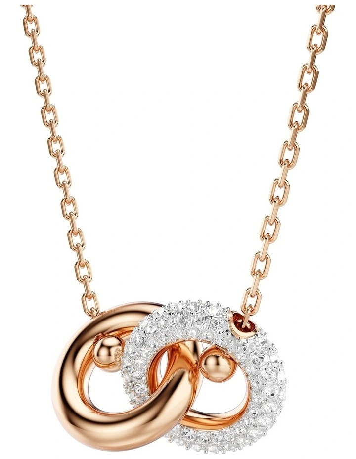 Dextera Round Cut Rose Gold-Tone Plated Pendant in White image 3
