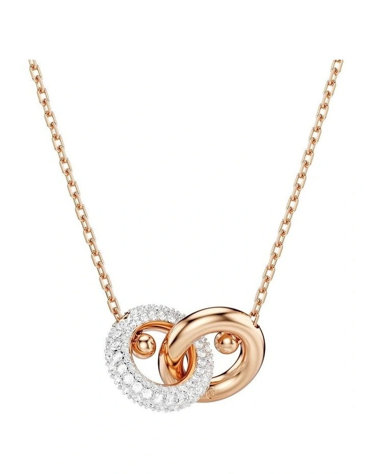 Dextera Round Cut Rose Gold-Tone Plated Pendant in White image 5