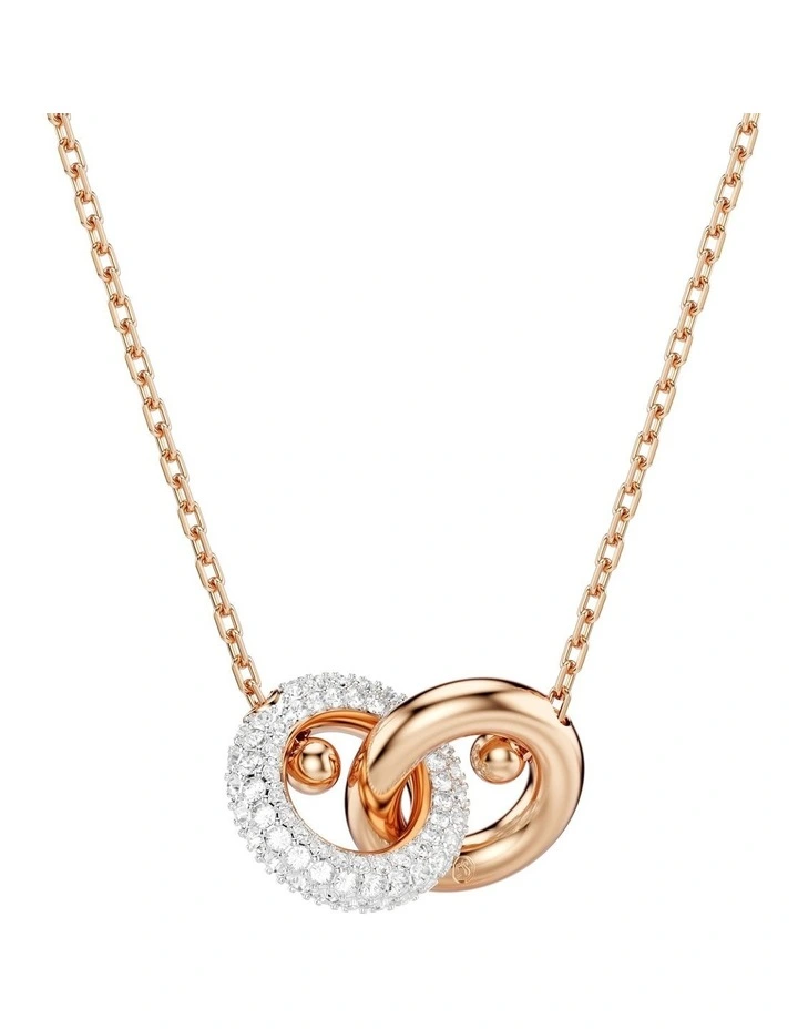 Dextera Round Cut Rose Gold-Tone Plated Pendant in White image 5