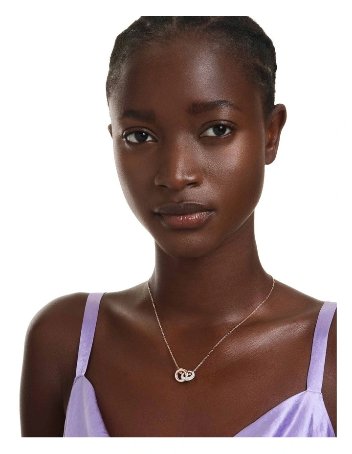 Dextera Round Cut Rose Gold-Tone Plated Pendant in White image 6