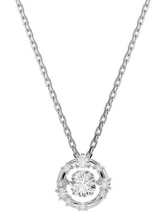 Constella Round Cut Dancing Stone Rhodium Plated Pendant in White