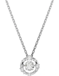 Constella Round Cut Dancing Stone Rhodium Plated Pendant in White