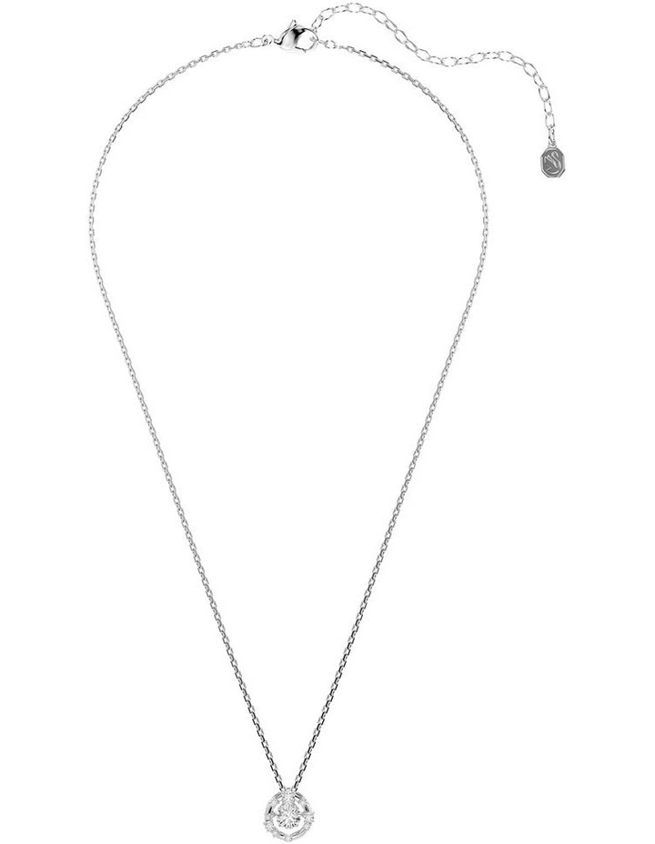 Constella Round Cut Dancing Stone Rhodium Plated Pendant in White image 2