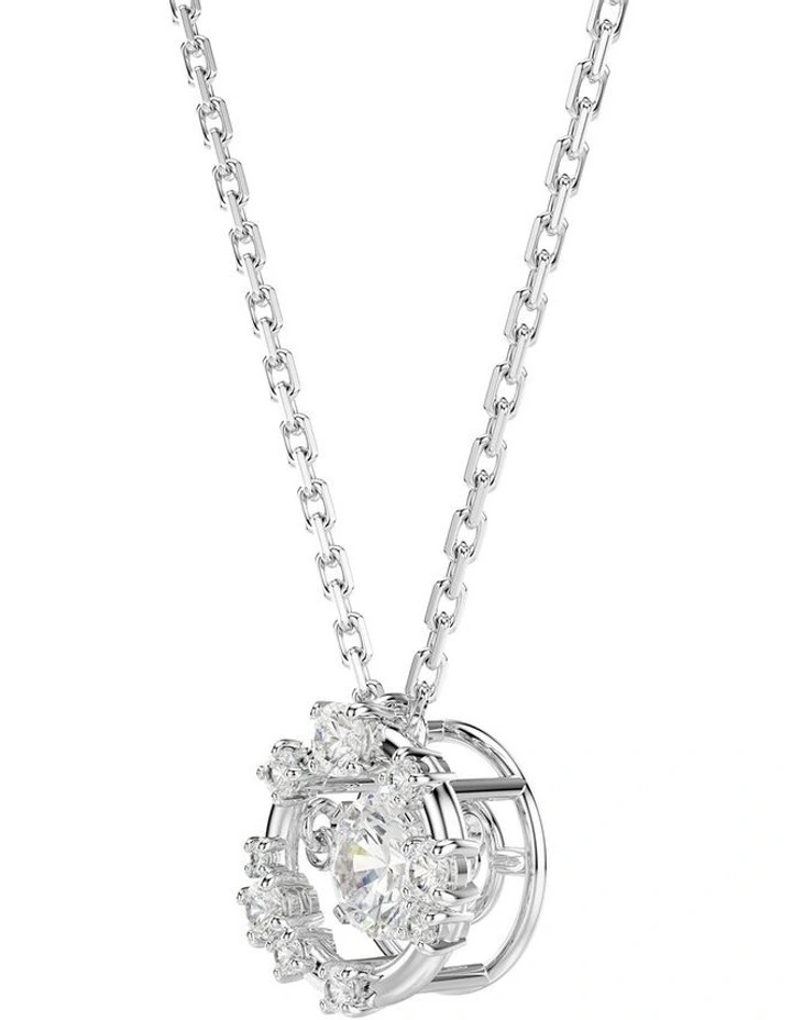 Constella Round Cut Dancing Stone Rhodium Plated Pendant in White image 3