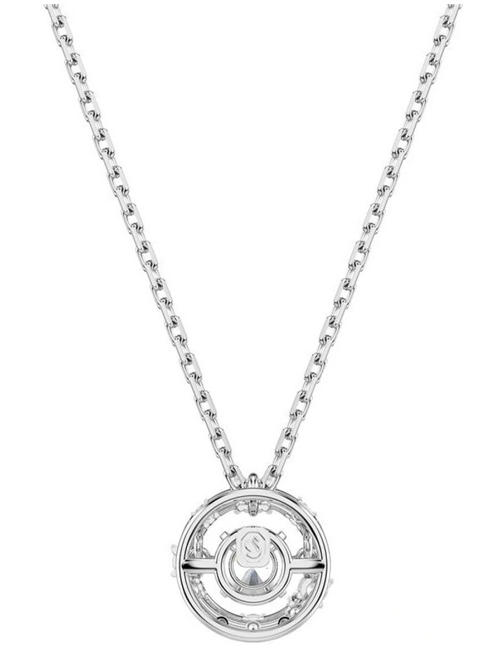 Constella Round Cut Dancing Stone Rhodium Plated Pendant in White image 5