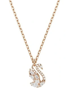 Swan Mixed Cuts Swan Rose Gold-Tone Plated Pendant in White