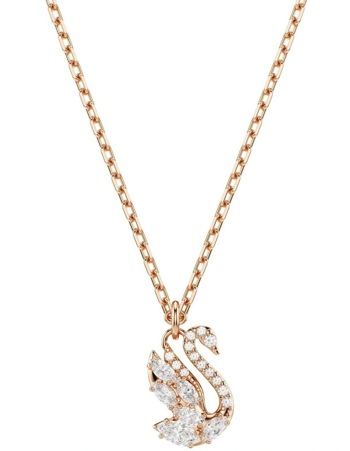 Swan Mixed Cuts Swan Rose Gold-Tone Plated Pendant in White image 1