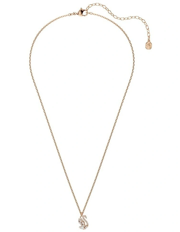 Swan Mixed Cuts Swan Rose Gold-Tone Plated Pendant in White image 2