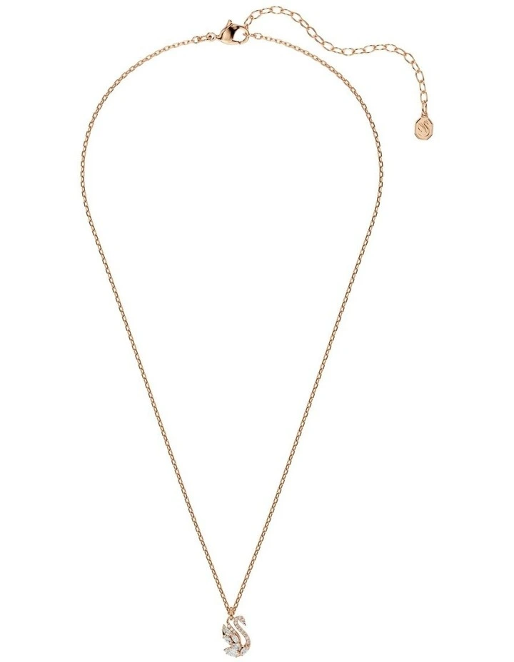 Swan Mixed Cuts Swan Rose Gold-Tone Plated Pendant in White image 2