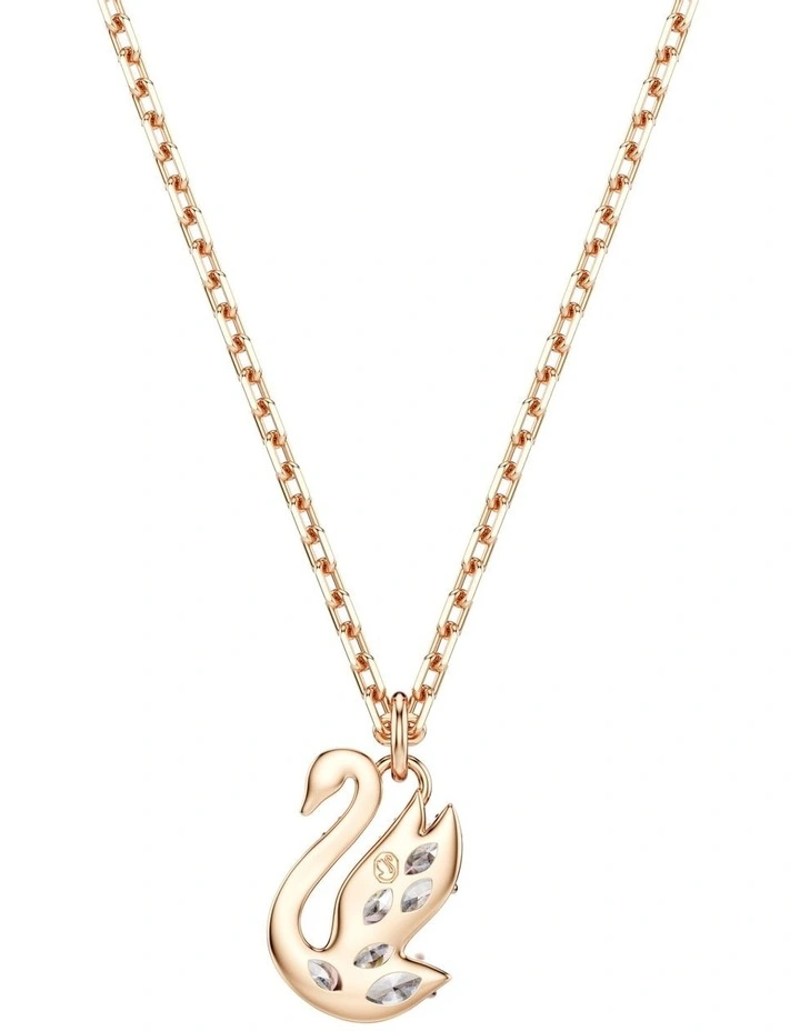 Swan Mixed Cuts Swan Rose Gold-Tone Plated Pendant in White image 5