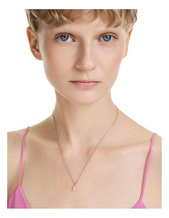 Swan Mixed Cuts Swan Rose Gold-Tone Plated Pendant in White image 6