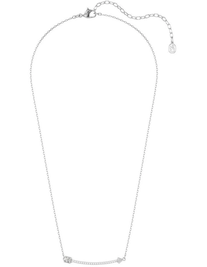 Idyllia Mixed Cuts Arrow Rhodium Plated Pendant in White image 2