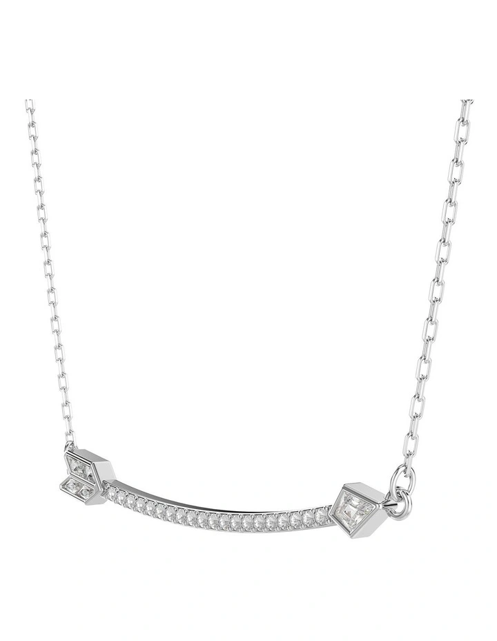 Idyllia Mixed Cuts Arrow Rhodium Plated Pendant in White image 3