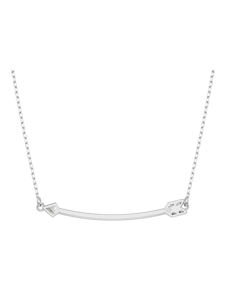 Idyllia Mixed Cuts Arrow Rhodium Plated Pendant in White image 5