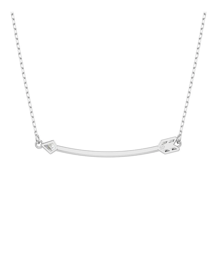 Idyllia Mixed Cuts Arrow Rhodium Plated Pendant in White image 5