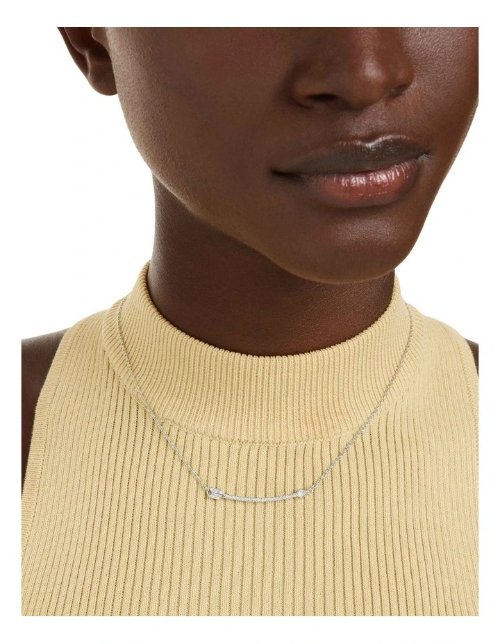 Idyllia Mixed Cuts Arrow Rhodium Plated Pendant in White image 6