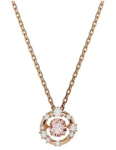 Constella Round Cut Dancing Stone Rose Gold-Tone Plated Pendant in Pink