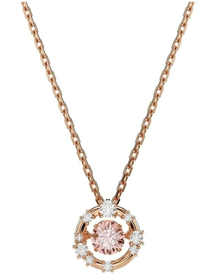 Constella Round Cut Dancing Stone Rose Gold-Tone Plated Pendant in Pink image 1