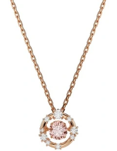 Constella Round Cut Dancing Stone Rose Gold-Tone Plated Pendant in Pink